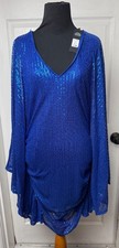 NWT Fashion Nova Jennie Sequin Mini Dress Royal Blue 1X Bell Sleeve Party