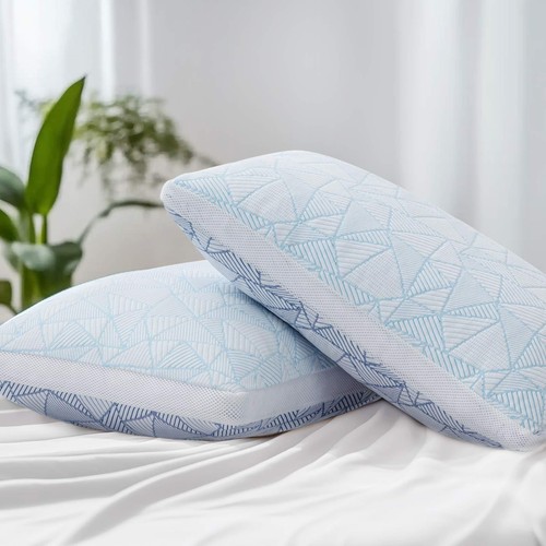 Shredded Memory Foam Cooling Soft Bamboo Viscose Pillows King Set of 2, Adjus...