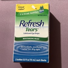 Refresh Tears Lubricant Eye Drops, 2x15mL Bottles 1oz Total Exp 5/2026