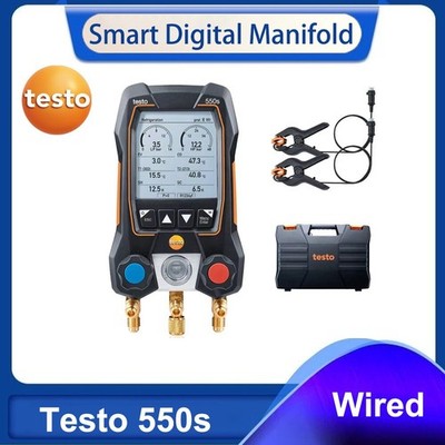 Testo 0564 5501 01 - 550s Smart Digital Manifold, Wired Clamp Temperature Probes