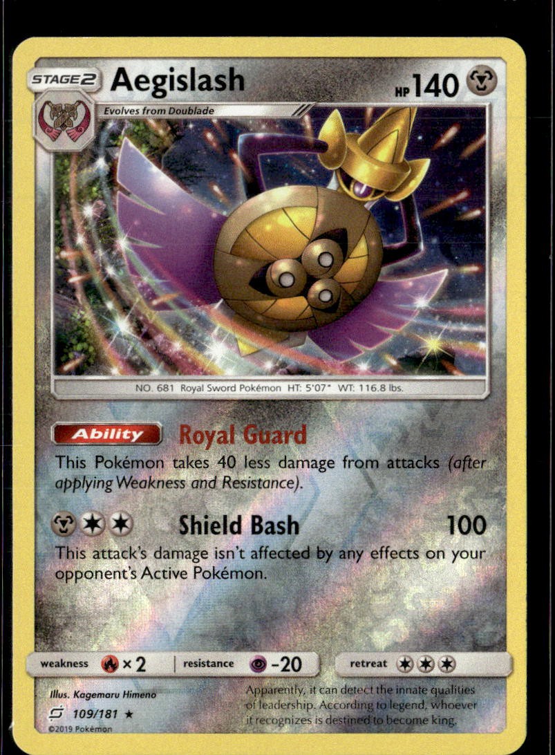 Pokemon Aegislash 109/181 Team up Reverse Holo Rare