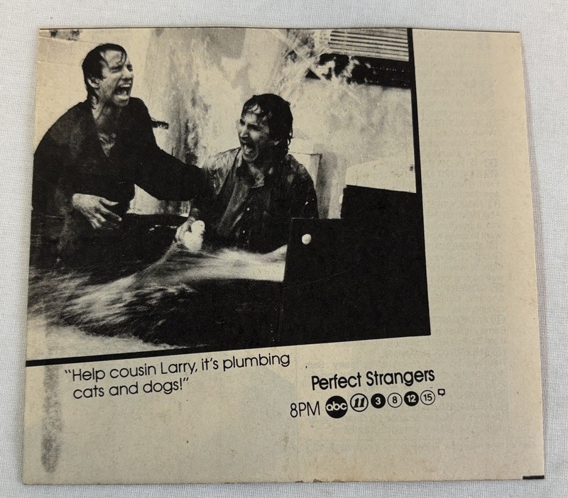 1988 ABC tv ad ~ PERFECT STRANGERS it's plumbing cats and dogs