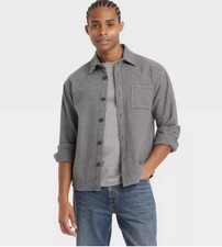 NEW Men's Heavyweight Flannel LS Button Shirt Goodfellow houndstooth Medium FALL