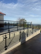 Stainless Steel Post Glass and Handrail Balustrade Powder Coated Black
