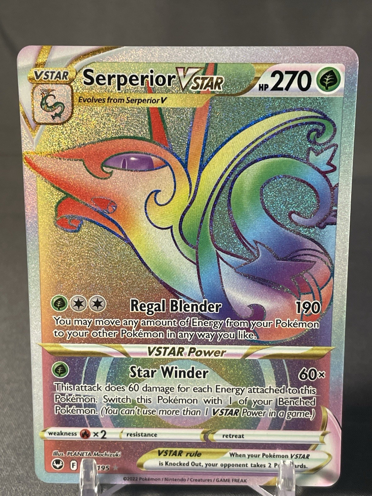 Serperior Vstar - 196/195 Silver Tempest Rainbow Pokemon - NM/MINT