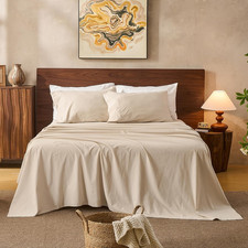 100 Linen Sheets Queen Size,Breathable  Durable 4-Piece Bed Flax Sheet Set,Sof