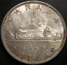 1962 Canadian Silver Dollar - Lightly Circulated