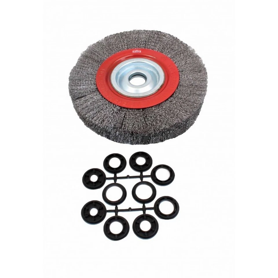 SATRA BROSSE CIRCULAIRE DE TOURET 200 mm AVEC 5 JEUX DE BAGUES D'ADAPTATION