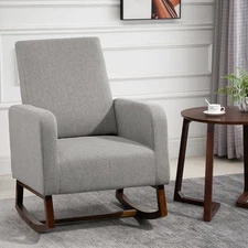 Accent Lounge Rocking Chair w/Solid Curved Base and Padded Seat