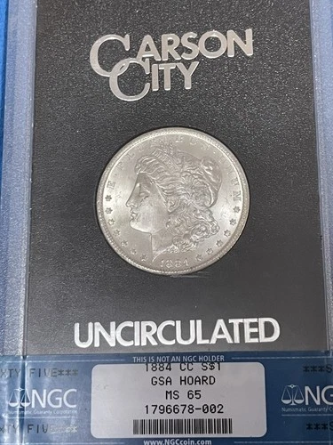 1884-CC Morgan Silver Dollar, MS 65 Proof Like NGC GSA Hoard Comes W/box &Coa