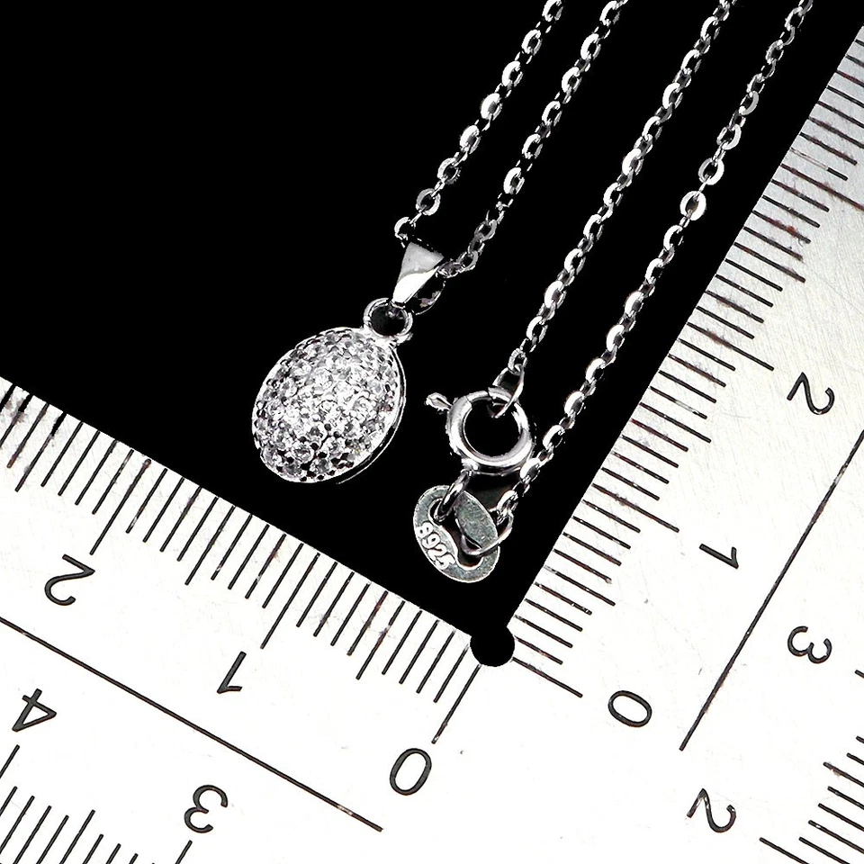 925 Argento Sterling Collana Ovale Acquamarina 7x5mm Gemma Senza USA Import Fees - Immagine 3 di 4