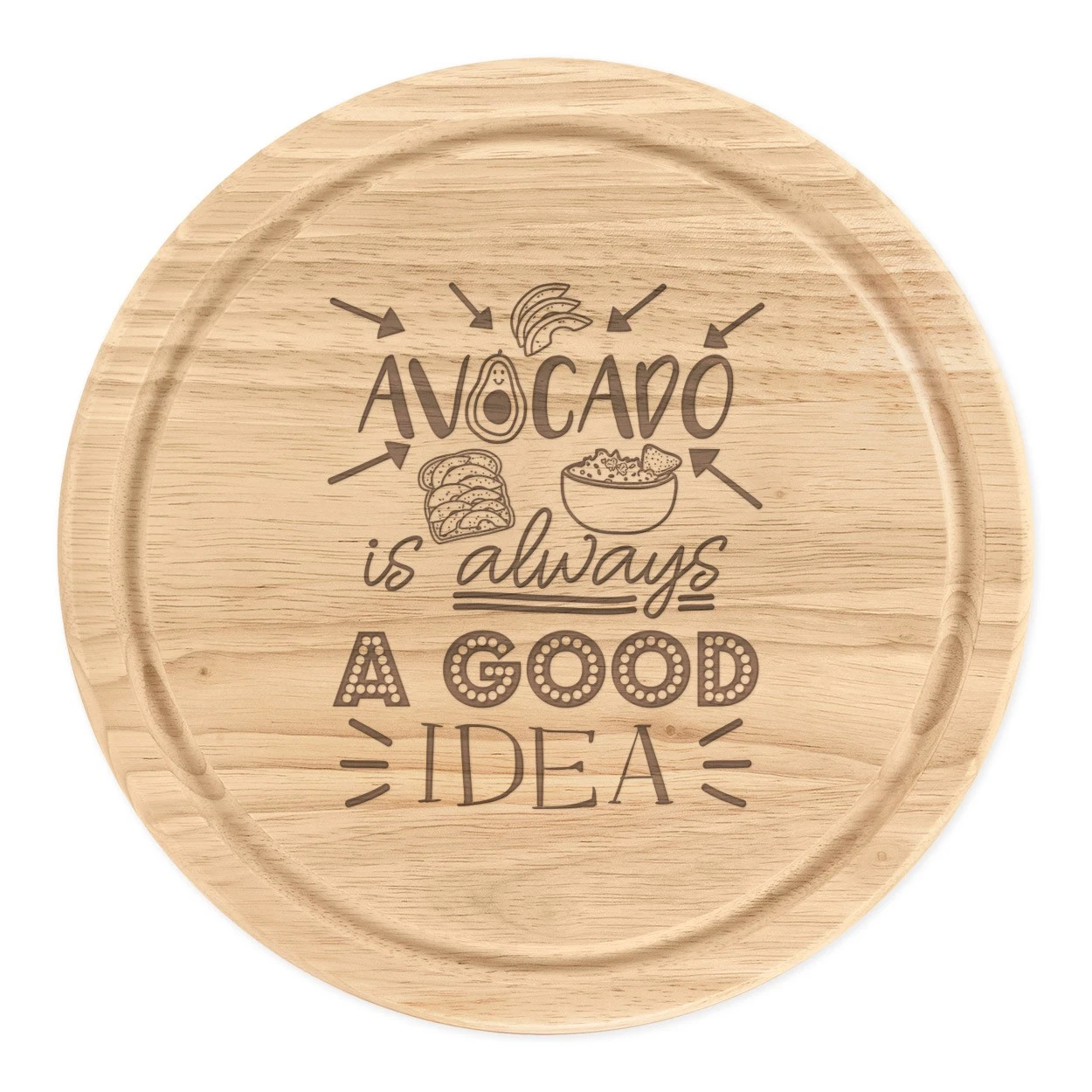 Avocado Is Always A Good Idea Round Chopping Cheese Board Funny Vegan