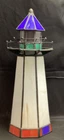 Vintage Tiffany Style  Lighthouse Accent Table Top Lamp 10” Works Stained Glass