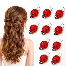 10 Pcs Fun Mini Ladybug Hair Clips, Funky Insect Bug Hair Clips for Women Girls,