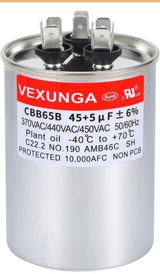 EverGrow CBB65 AC Capacitor – 45+5 MFD µF Dual Run, 370-440VAC 50/60Hz, 5% Tolerance, HVAC Replacement