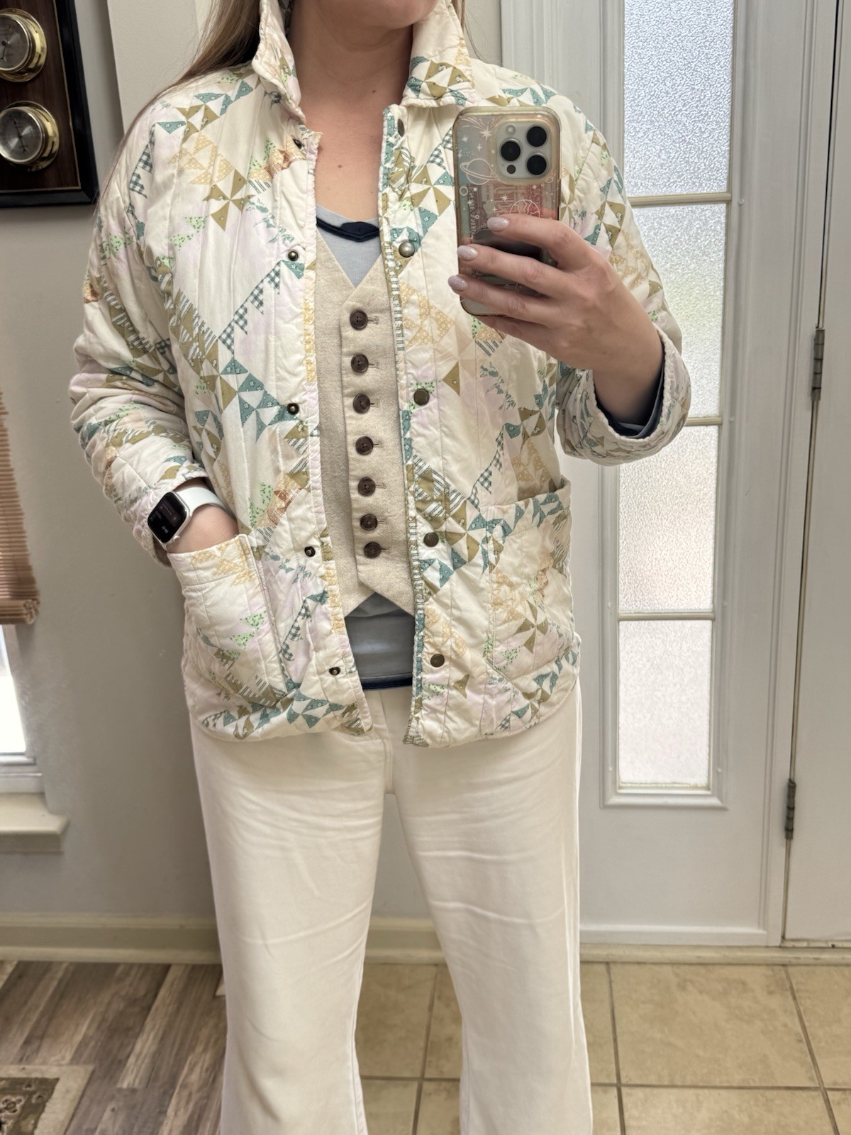 Universal Thread Quilted Geometric Pattern Jacket… - image 1