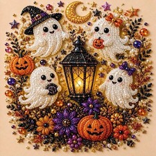 Halloween Ghost Pearl Art DIY Kit, Spooky Cute 3D Diamond Painting Crafts Gifts