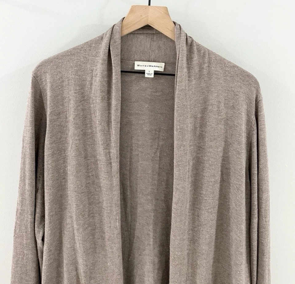 Cárdigan Blanco + Warren Bolsillo Frontal Abierto Marrón Talla Grande Foto 3 de 4