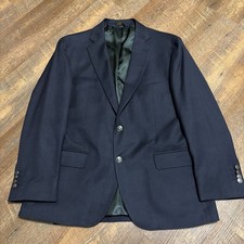 Brooks Brothers Mens Classic Navy Blue Blazer 42S Hopsack Pewter Silver Buttons