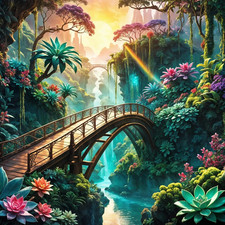 Landscape Bridge Forest Diamond Painting Kits for Adults, 5D Diamond Art Kits fo