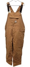 Carhartt Bib Overalls Mens 2XL Brown Firm Duck Insulated Loose Fit Workwear