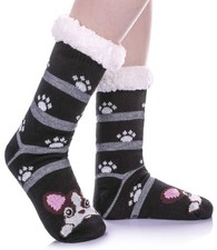 DYW Women Winter Thick Slipper Socks with Grippers Non Slip One Size, Dog