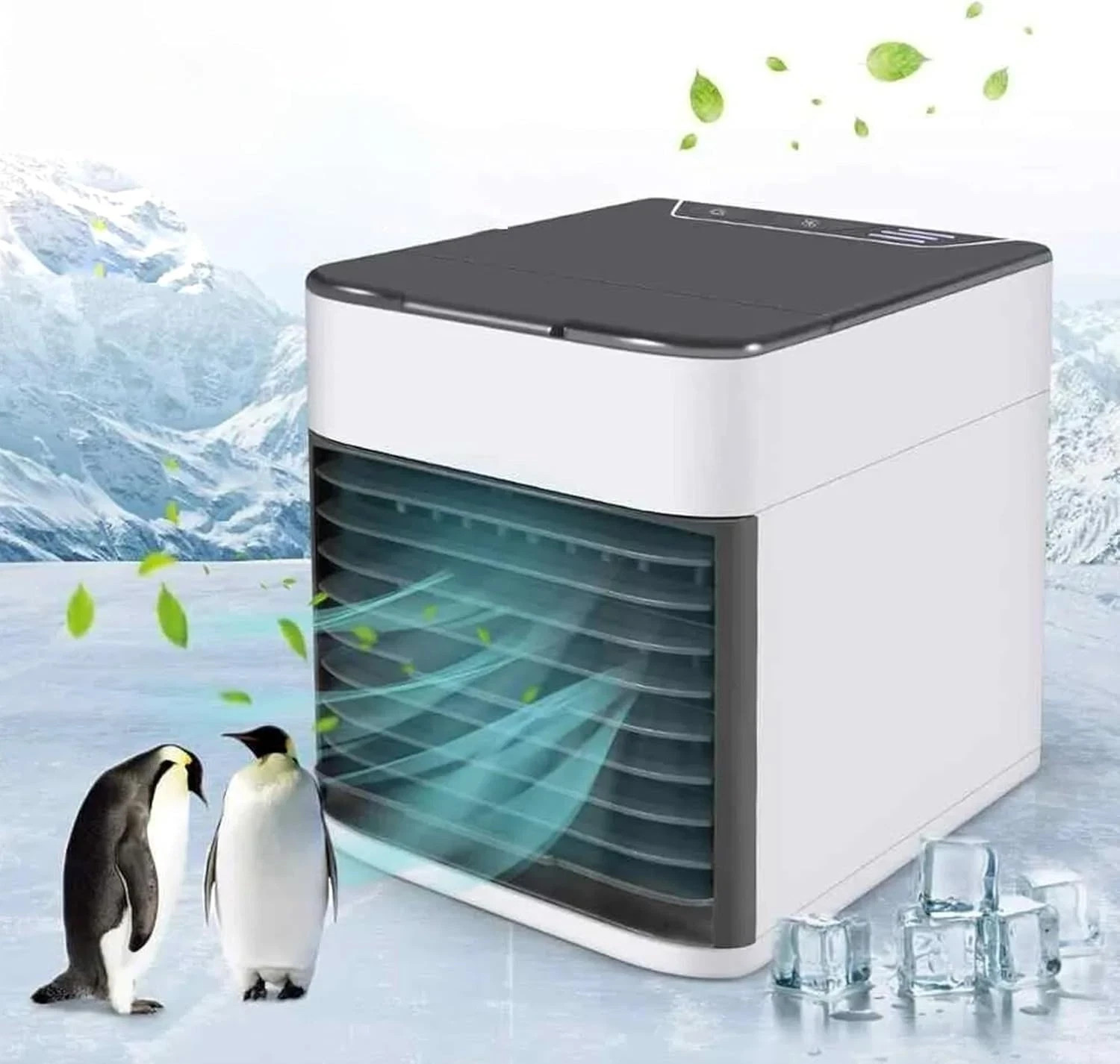 Mini Ventilador Aire Acondicionado USB - Humidificador Refrigerador Portátil con 7 Colores LED