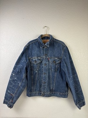 VTG Levis Jacket Mens 44 Blue Denim Type 3 Trucker 71205 0217 70s USA Thrashed