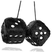 Fuzzy Dice For Car Rear View Mirror Pair Of 2.75 Plush Dice Retro Black Fuzzy Dice For Car Rear View Mirror Pair Of 2.75 Plush Dice Retro Black
