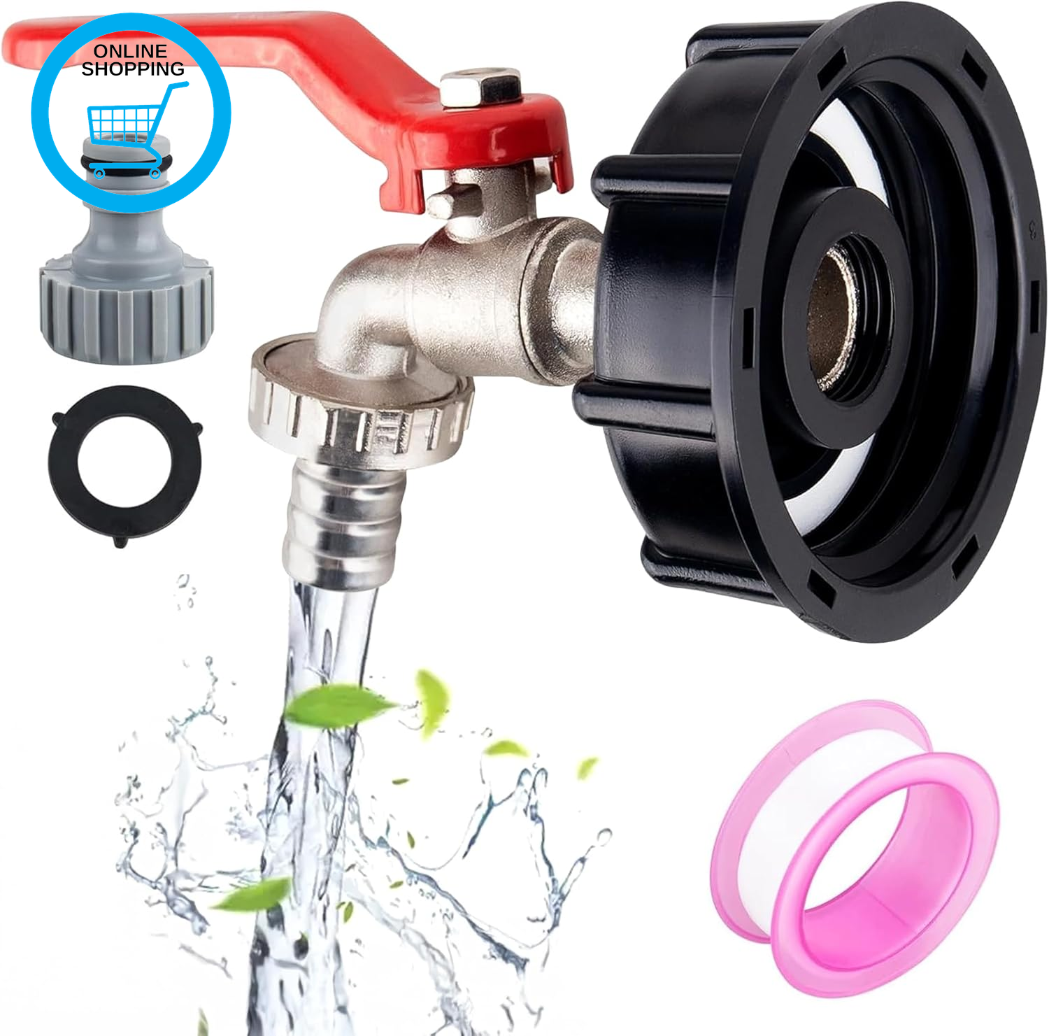 1/2"" Brass IBC Tank Fittings, Leakproof Water Butt Tap with Hose Connector, Gard