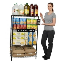  4 Tier Wire Shelving Unit Storage Rack, Metal Heavy 4 Tier - 14"W x 30"L Black