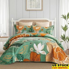 Boho Floral Quilt Set Reversible Lightweight Bedding W/ Pillow Shams New