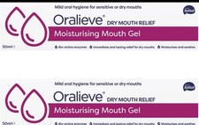2x Oralieve Dry Mouth Relief Moisturising Gel 50ml (100ml) Total