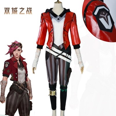 Cosplay Arcane The Piltover Enforcer Vi Perücke Uniform Kostüme Halloween Anzüge