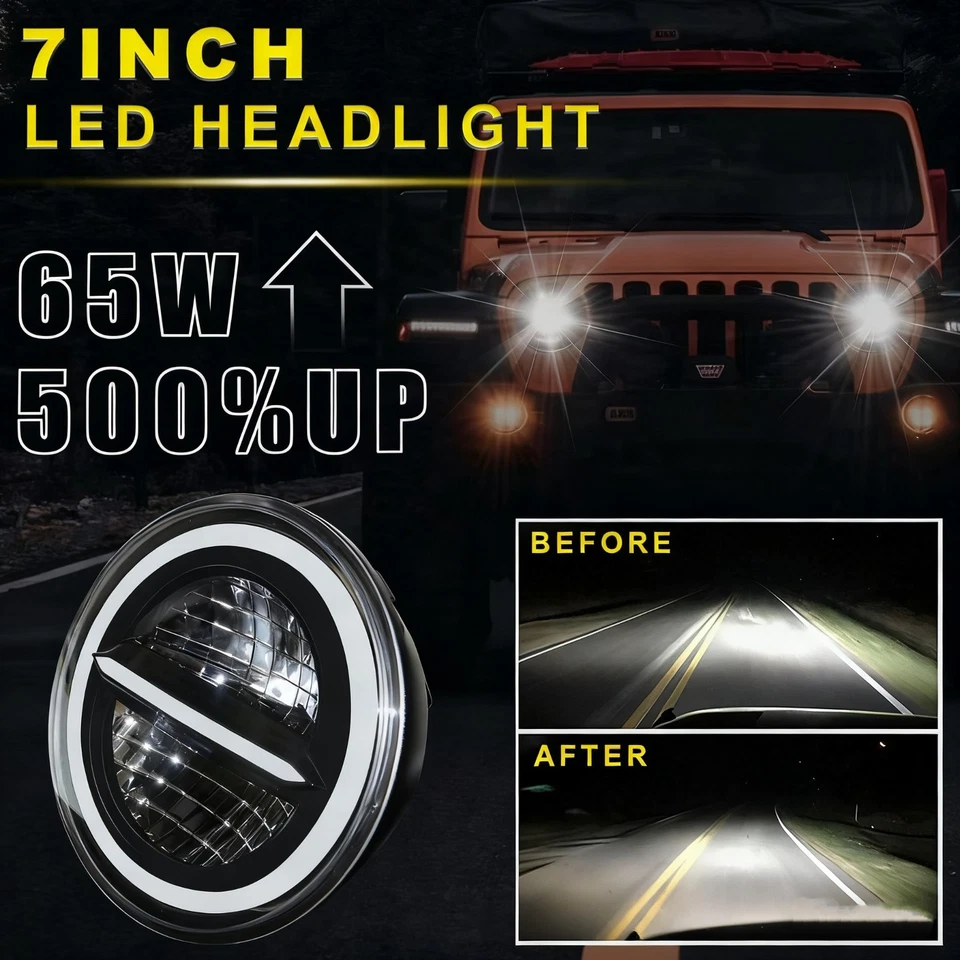 1 pieza 7 pulgadas aplicable para Lada Wrangler Jeep Harley, faros LED para motocicleta Foto 4 de 4