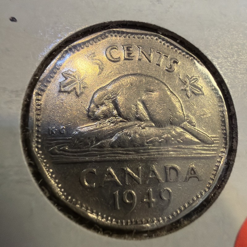 1949 Canada 5 Cent George VI Canadian  Nickel Coin Five Cents U258