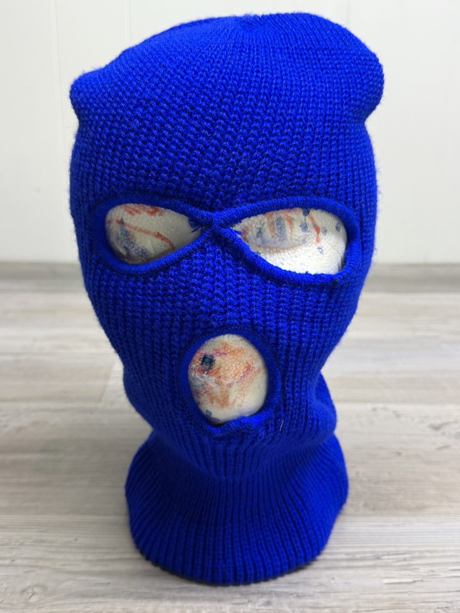 Vintage Knit Ski Mask 80s 90s Balaclava Robber 3 Hole Full Face