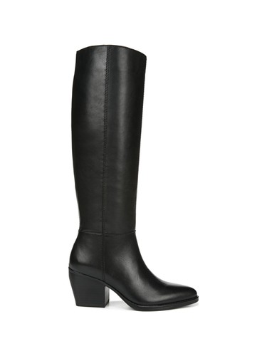 NATURALIZER Womens Black Wide Calf Stacked Heel Leather Heeled Boots 7.5 M WC