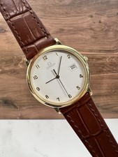 Vintage Gold Plated Omega Deville Cal 1430 Quartz Easy Read Numeral 33mm