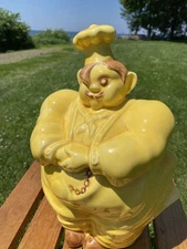 Vtg Cookie Jar Chef Pierre Yellow Pottery Collectible 1940 - 50's EUC Red Wing