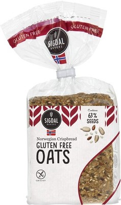 Sigdal Bakeri Gluten Free Oats Wholegrain Crispbread 8.29 oz Bags  Pack of 12