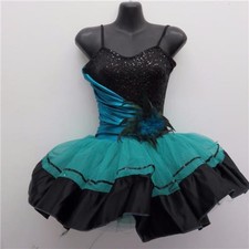 Dance Costume Large Child Teal Curtain Call C182 Ballet Sequin Peacock feathers