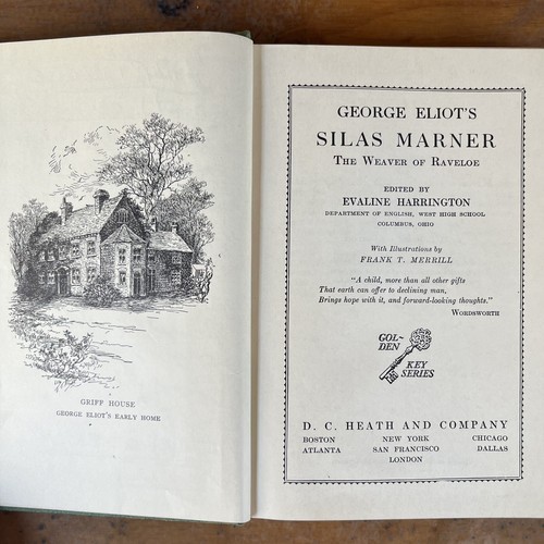 Vtg 1930 George Eliot’s Silas Marner Weaver Of Raveloe Hardcover Book Green - Foto 8 di 17
