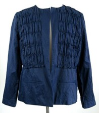 Chico s Rouched Open Front Rachel Jacket Midnight Blue Size 3 XL 16