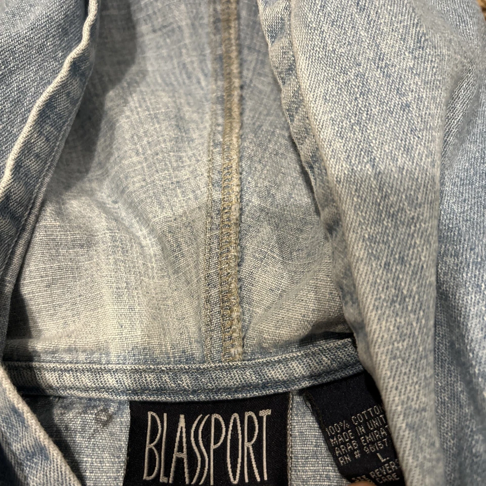 Chaqueta vaquera vintage Blassport para mujer’s L con capucha Bill Blass azul desvanecido años 90’s Foto 2 de 3