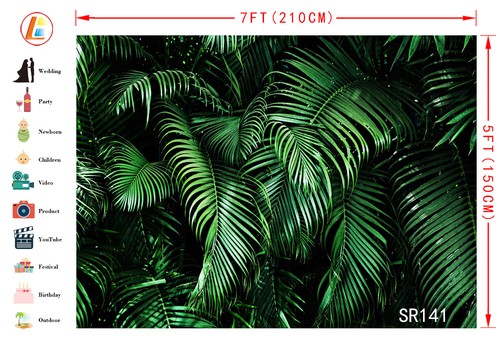 Tropical Green Palm Leaves Pattern 7X5FT Vinyl Studio Backdrop Photo Background - Picture 2 of 11