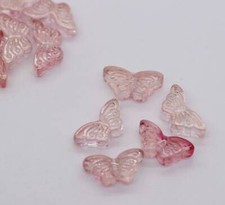 15MM Clear Pink Butterfly Speckled Colored Glass Beads