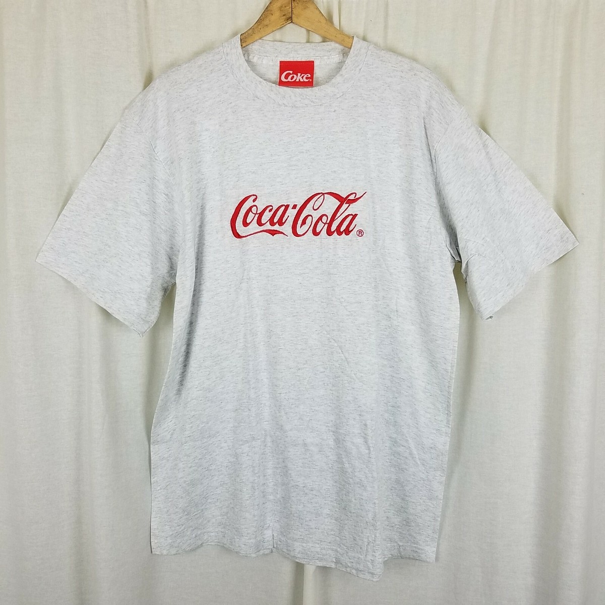 Vintage Embroidered Coca-Cola T-Shirt Mens XL Heathered Gray Made