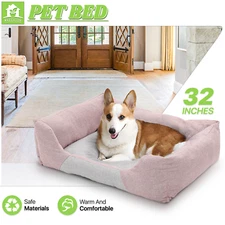 Pet Dogs Bed Winter Fluffy Plush Self Warming Rectangle Bolster Cuddler Cushion