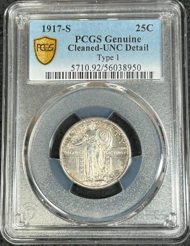 1917-S Standing Liberty Type 1 Silver Quarter PCGS Genuine UNC Detail